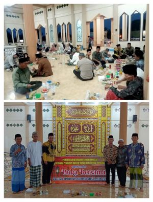 Gelar Bukber, Pengurus Masjid Nurul Jalal Kelurahan Sungai Bengkal Santuni Puluhan Anak Yatim