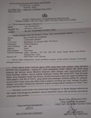 Diduga Lakukan Pengrusakan Kebun, Warga Desa Sapta Mulia Rimbo Bujang Dipolisikan