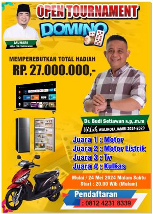 Bakal Calon Wali Kota Jambi Budi Setiawan Mengadakan Open Turnamen Domino Hadiah Total Puluhan Juta