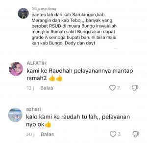 Netizen Puji Pelayanan Rumah Sakit Raudhah Bangko dan RSUD H. Hanafie Muara Bungo