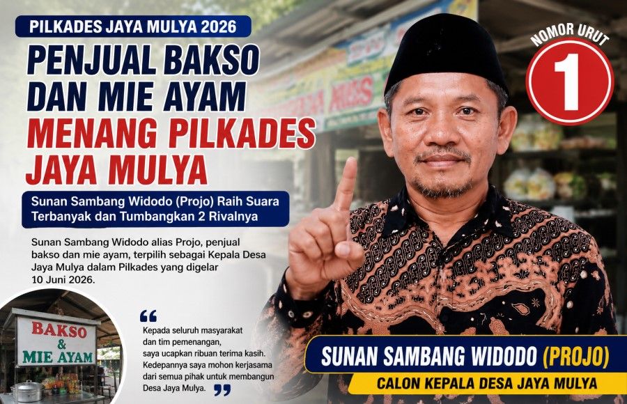 Penjual Bakso dan Mie Ayam Menang Pilkades Jaya Mulya, Siap Rangkul Warga Bangun Desa